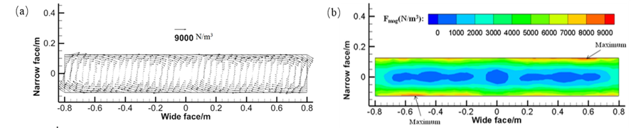 Grafici vettoriali e di contorno dell'EMF mediato nel tempo sul piano intermedio dell'agitatore