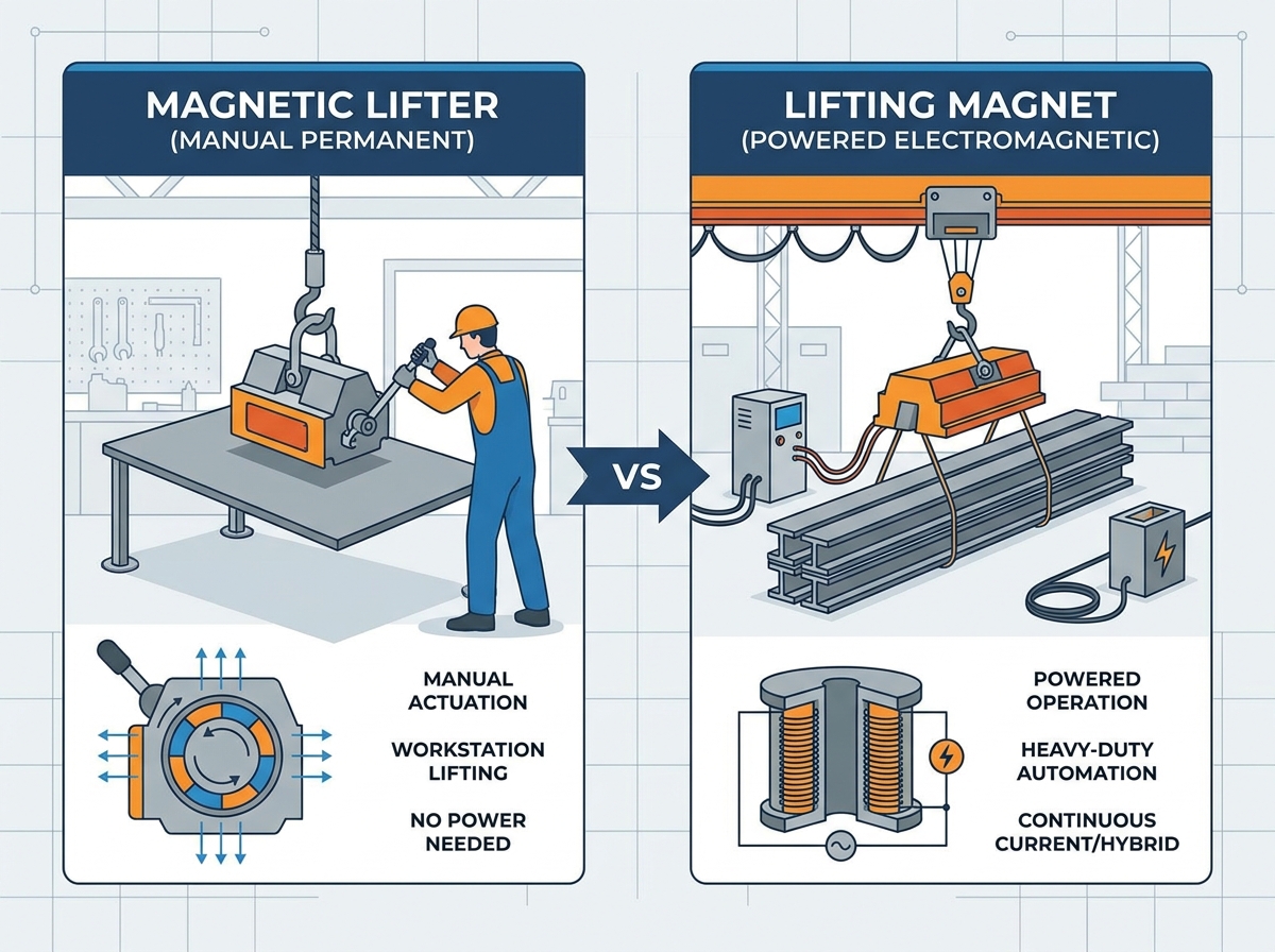 Sollevatore magnetico per la movimentazione di materiale in acciaio